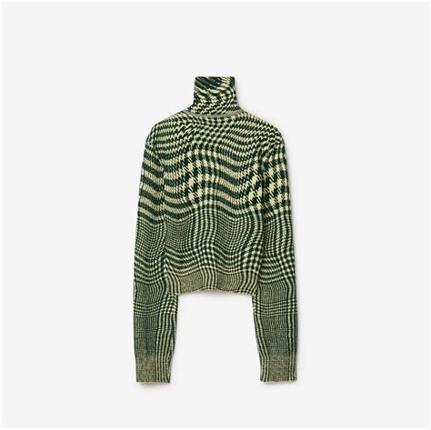 burberry turtle|Warped Houndstooth Wool Blend Sweater in .